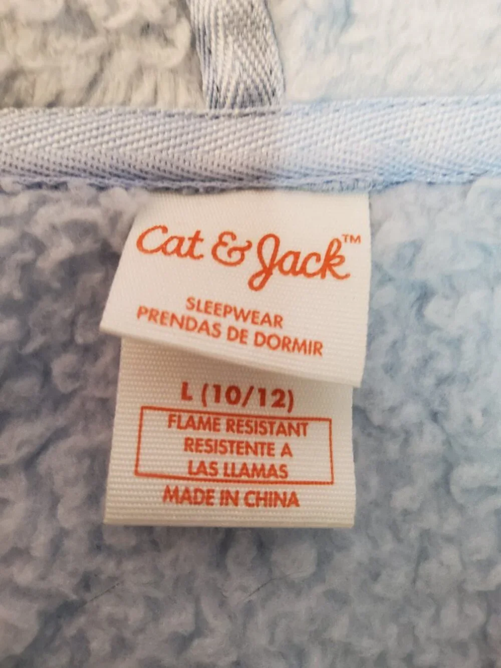 Cat and Jack Girls Boys Unisex Blue Fuzzy Sherpa Onesie Pajamas Hooded Kid Large